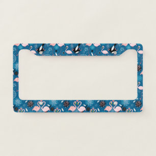 Cute flowers flamingos pattern license plate frame