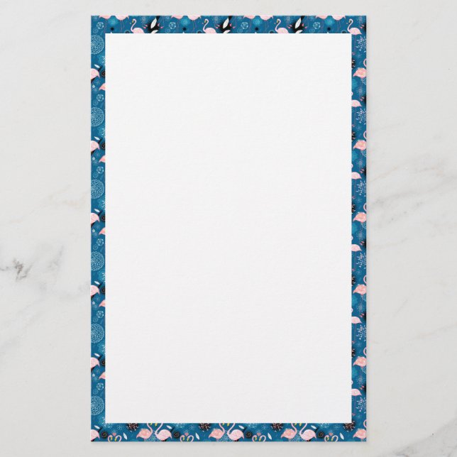 Cute flowers flamingos pattern stationery (Front)