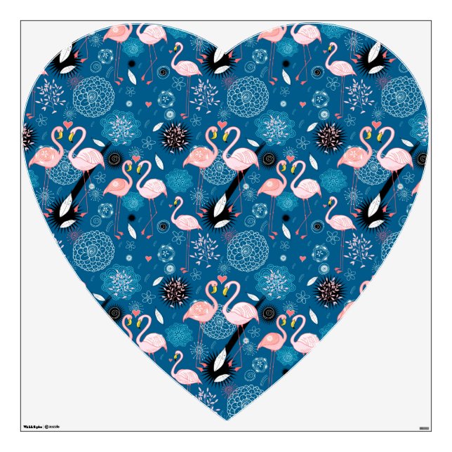 Cute flowers flamingos pattern wall sticker (Front)