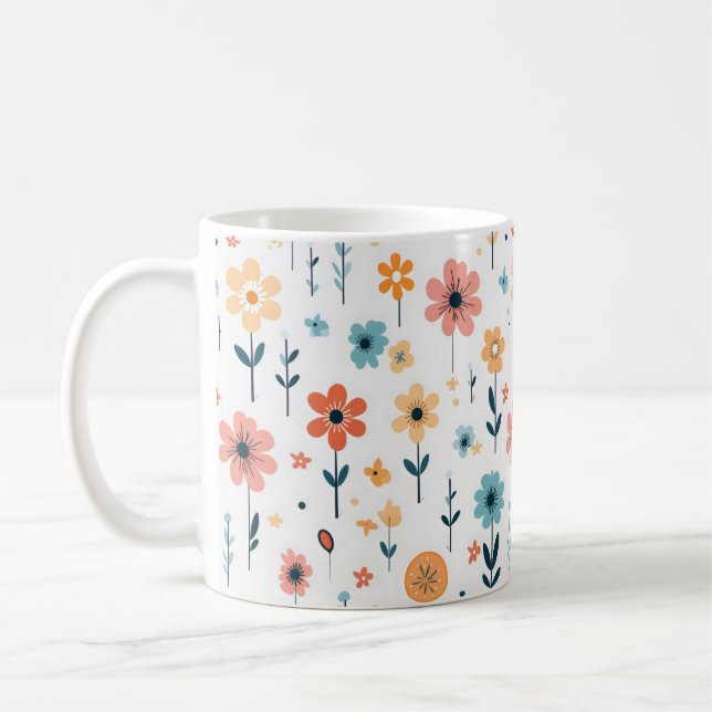 Cute Flowers Floral Pattern Coffee Mug (Left)