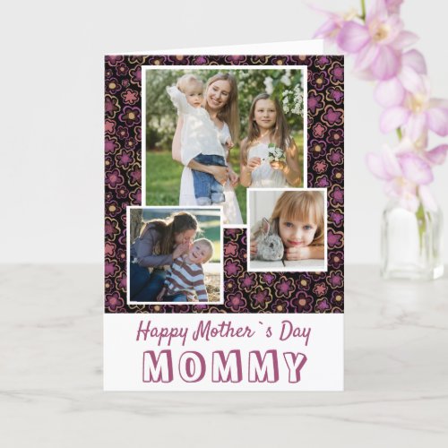 Cute Flowers Happy Mothers Day 3 Photo  Card
