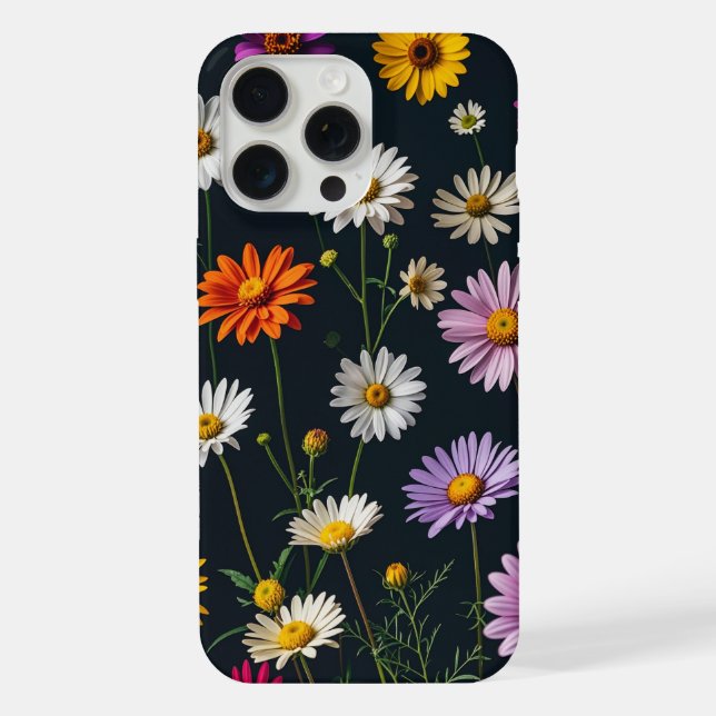 Cute flowers in a dark background  iphone case (Back)