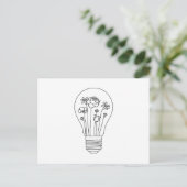 Cute Flowers in Lightbulb  Line Design Postcard (Standing Front)