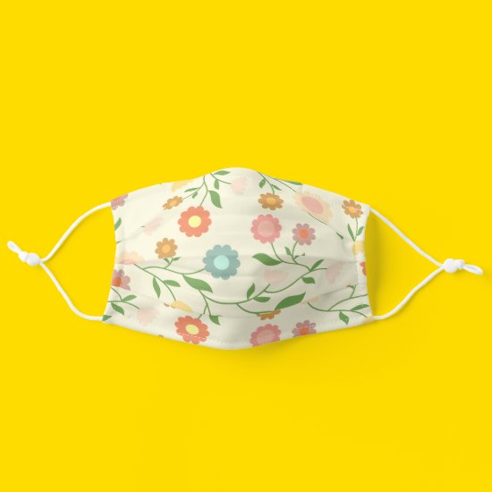 Cute Flowers Ivory Floral Pattern Cloth Face Mask