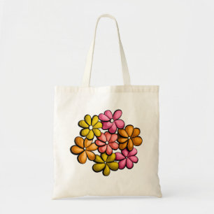 Cute Flowers Kids Colorful Ink Drawing Tote Bag