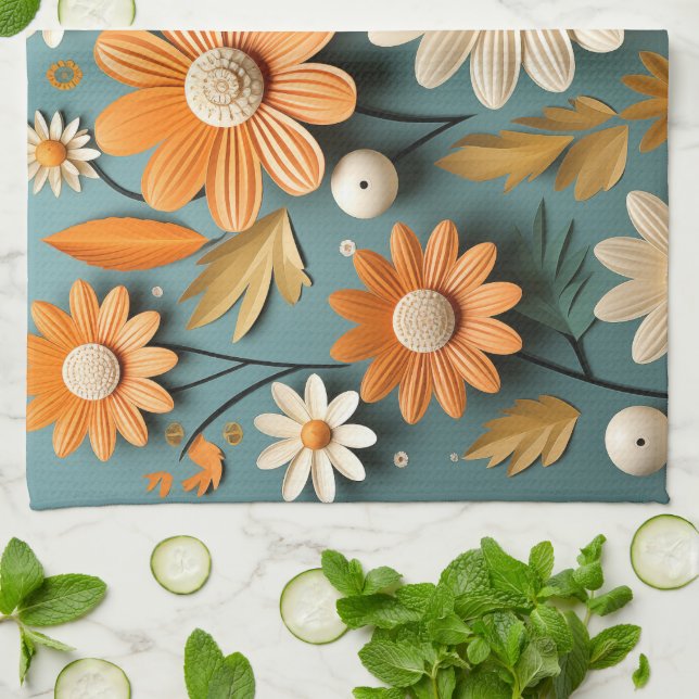 Cute flowers kitchen towel (Folded)