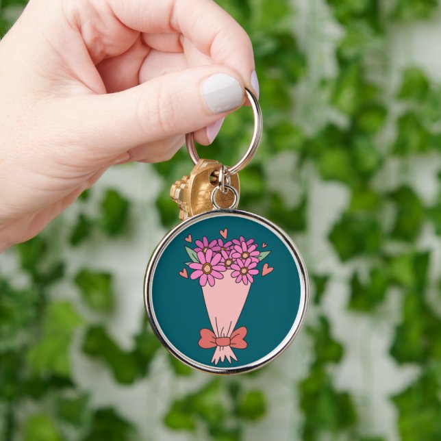 Cute flowers love drawing keychain (Hand)
