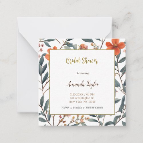 Cute Flowers Minimal Bridal Shower Note Card