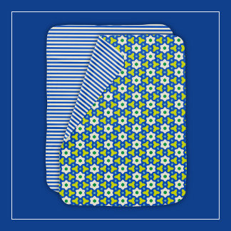 Cute Flowers on Blue and Green Geometric Floral Baby Blanket