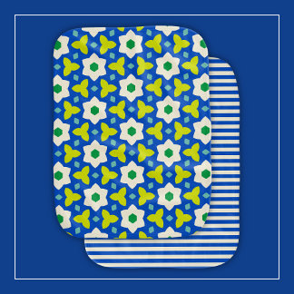 Cute Flowers on Blue and Green Geometric Floral Baby Burp Cloth