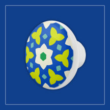 Cute Flowers on Blue and Green Geometric Floral