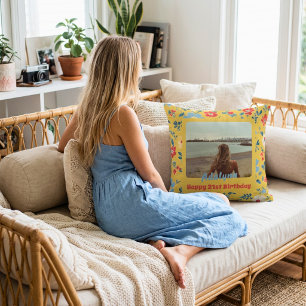 Cute Flowers Photo Gifts for 21 Year Old Female Throw Pillow