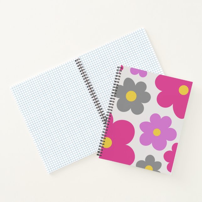 Cute flowers pink & purple Spiral Notebook (Inside)