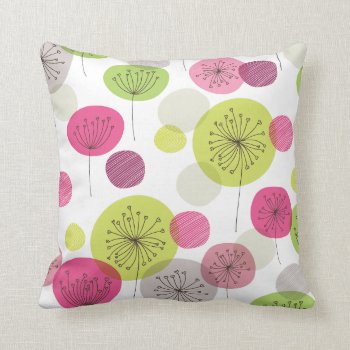 Cute Flowers Retro Abstract Pattern Design Throw Pillow by designalicious at Zazzle