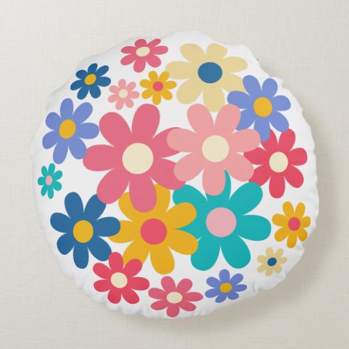 Cute Flowers Round Pillow