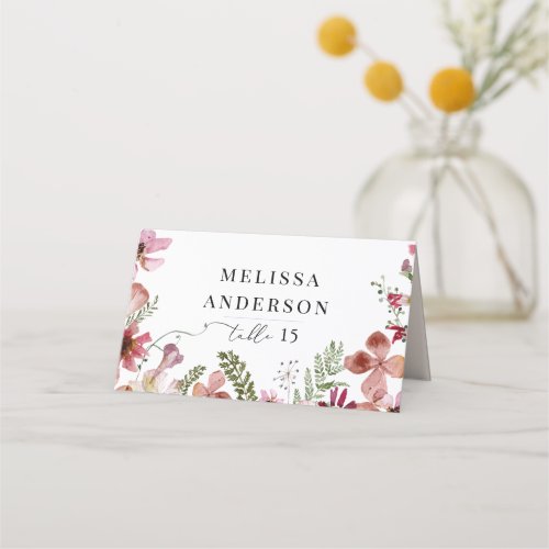 Cute Flowers Rustic Wedding Place Cards 