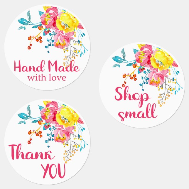 Cute Flowers Small Business Sticker Labels (Group)