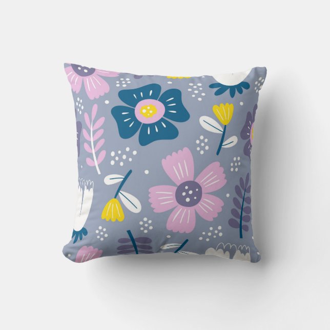 Cute Flowers Spring Floral Botanical Colorful Throw Pillow (Front)