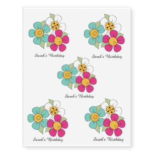 Cute Flowers Temporary Tattoo Birthday Favor