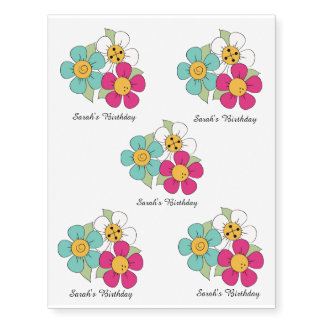 Cute Flowers Temporary Tattoo Birthday Favor