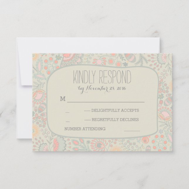 Cute Flowers Wedding RSVP Cards (Front)