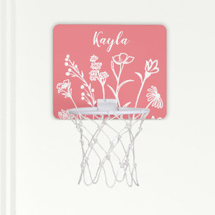 Cute Flowery Pink Girls Bedroom Mini Basketball Hoop