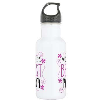 Cute Flowery World's Best Mom Stainless Steel Water Bottle by koncepts at Zazzle