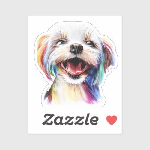 Cute Fluff _ Colorful Maltese Design Sticker