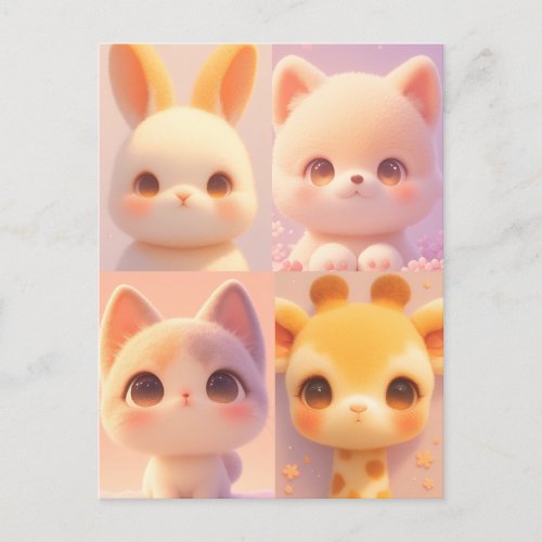 Cute Fluffy Animals Postcard