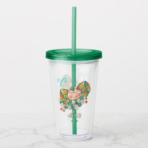 Cute Fluffy Aries Acrylic Tumbler