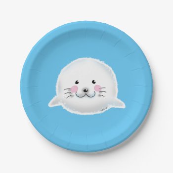 Cute Fluffy Baby Seal Paper Plates by jsoh at Zazzle