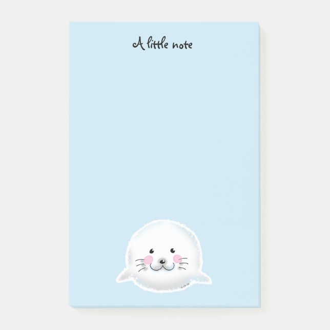 Cute fluffy baby seal post-it notes (Front)