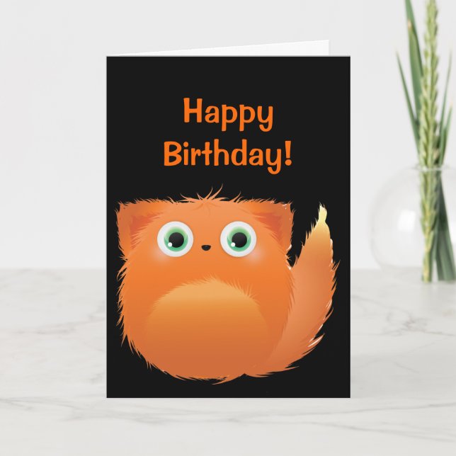 Cute Fluffy Bird Birthday Card (Front)