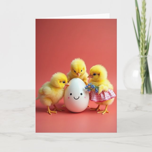 Cute Fluffy Bird Friends Card (Front)