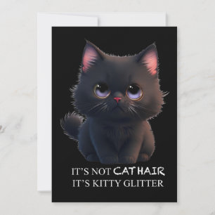 Cute fluffy black cat invitation