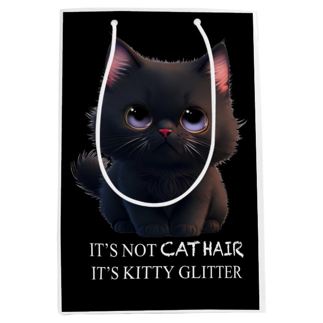 Cute fluffy black cat medium gift bag (Front)