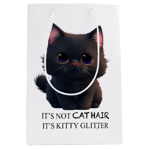 Cute fluffy black cat medium gift bag