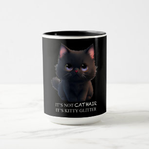 Cute fluffy black cat mug
