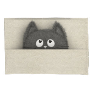 Cute Fluffy Black cat peaking out Pillowcase