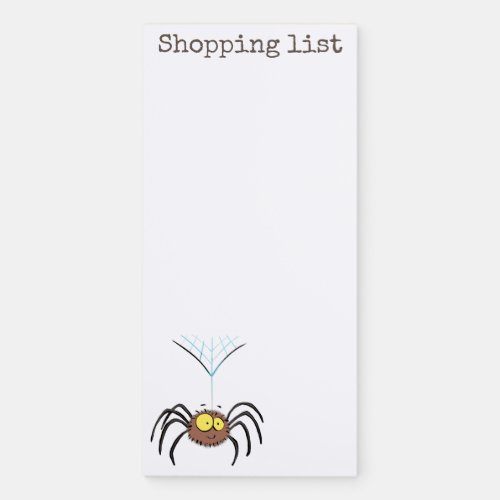 Cute fluffy brown spider cartoon illustration magnetic notepad