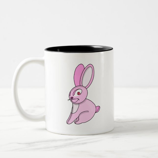 Cute Fluffy Bunny Two-Tone Coffee Mug (Left)