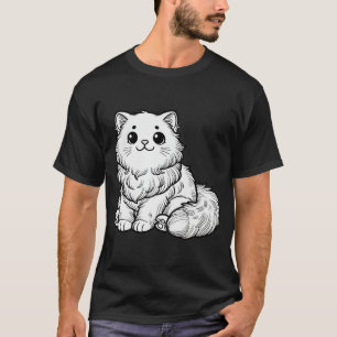 Cute Fluffy Cat Black white  T-Shirt