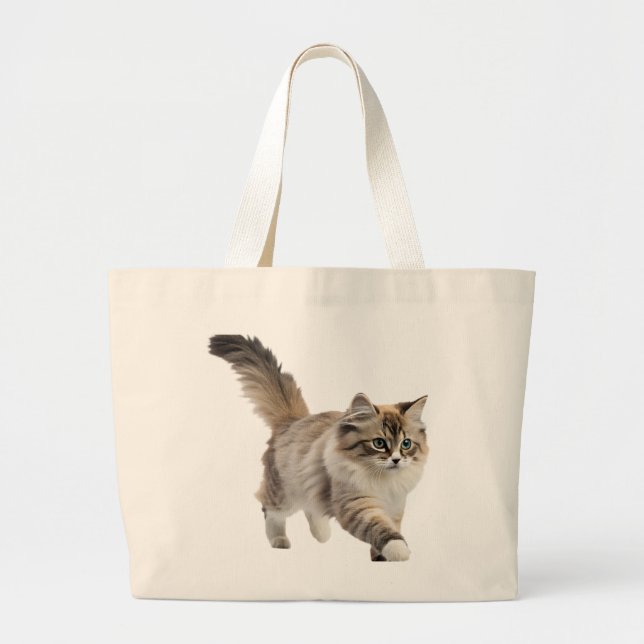 Cute fluffy cat tote bag (Front)