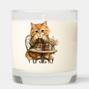 Cute Fluffy Cat Vintage Watercolor Candle Label