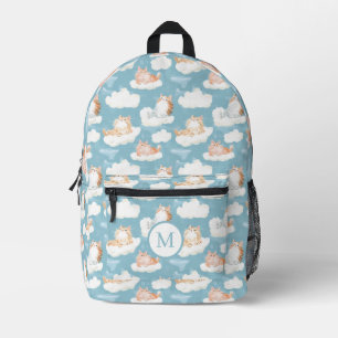Cute Fluffy Cats Blue Printed Backpack