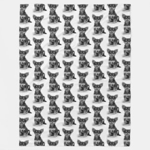 Cute Fluffy Chihuahua Puppy Pattern Fleece Blanket