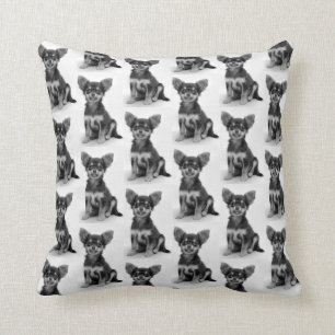 Cute Fluffy Chihuahua Puppy Pattern Throw Pillow