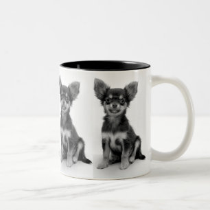 Cute Fluffy Chihuahua Puppy Pattern Two-Tone Coffee Mug