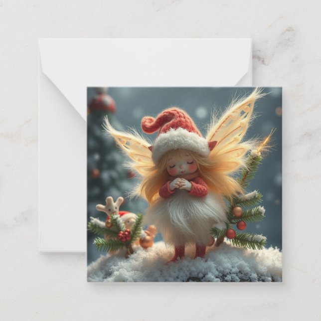 Cute fluffy christmas  Fairy Note Card (Front)
