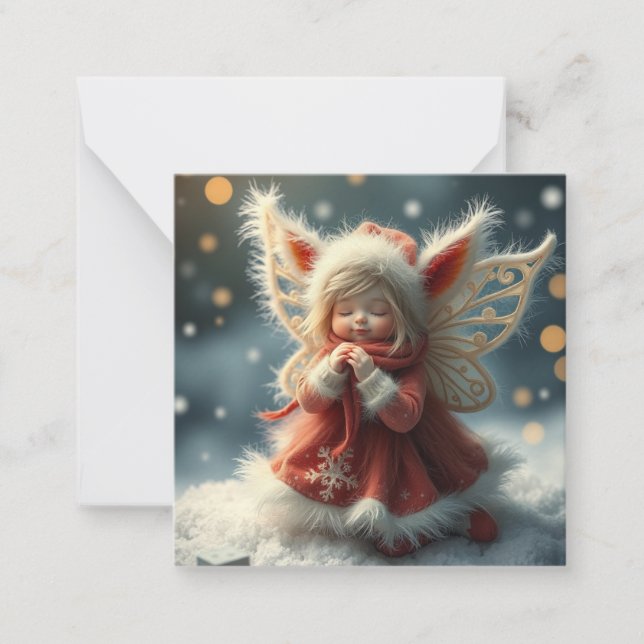 Cute fluffy christmas  Fairy Note Card (Front)